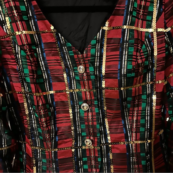 Warren Petites vintage plaid sequin jacket/ blazer size 12 - Picture 4 of 14